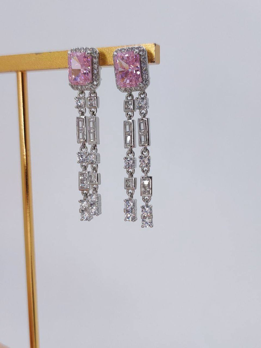 Gigi 2 Carat Dangling Radiant Long Cushion Earrings