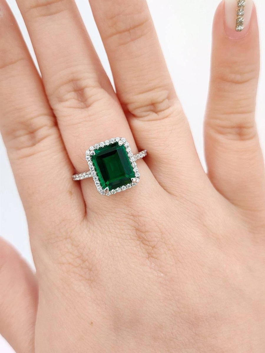 Kerry 4 Carat Emerald Halo Ring